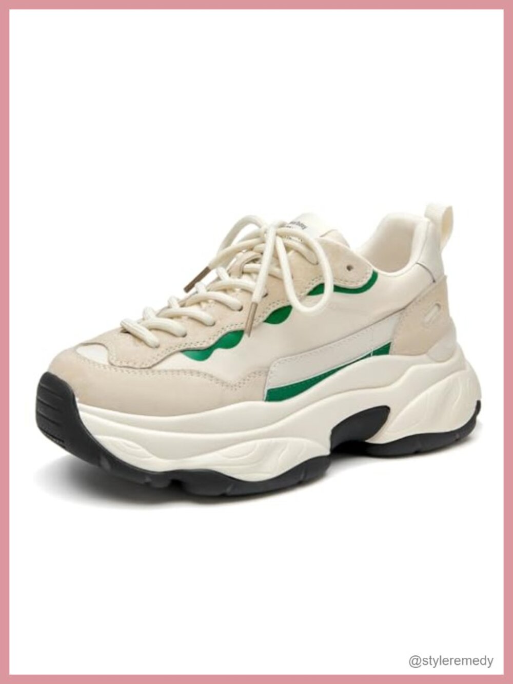 Chunky Sneakers Women Lace Up Platform Walking Shoes Pig Suede Comfortable